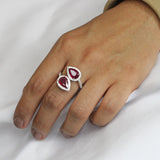 Anillo Piedra Natural de Gota con Circonias Rubi / 6