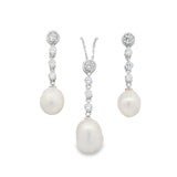 Juego de Perla con Circonia Blanco