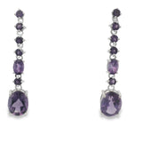 Arete Largo de Piedra Natural Ovalo Amatista