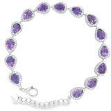 Pulsera de Piedra Natural de Gota con Circonias Amatista