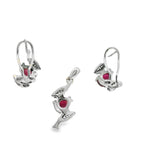 Juego Piedra Natural Gota con Circonias Rubi