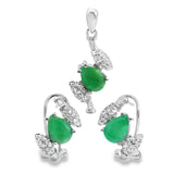 Juego Piedra Natural Gota con Circonias Esmeralda