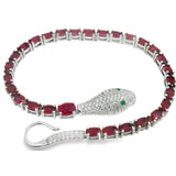 Pulsera Piedra Natural Víbora de Circonias Rubi