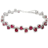 Pulsera Piedra Natural Circulos con Circonia Rubi