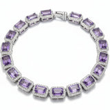Pulsera de Piedra Natural Rectangular con Circonias Amatista