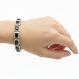 Pulsera de Piedra Natural Rectangular con Circonias Amatista