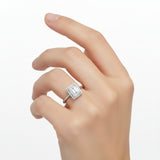Anillo Solitario Rectángulo Plata Con Circonia