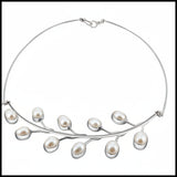 Collar Hojas De Perla Cultivada De Plata 45 cm