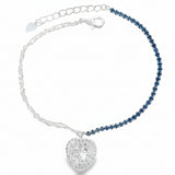 Pulsera Circonia Con Corazón Colgante Blancas