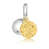 Dije Para Pulsera Con Placa Circular Dorada