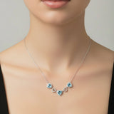 Collar de Circonia con Corazones Azul