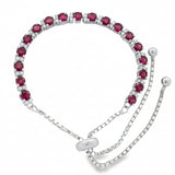 Pulsera De Piedra Natural Rubí Con Circonia