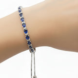 Pulsera De Piedra Natural Zafiro Con Circonia