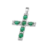 Cruz De Plata Con Ciconia De Color