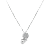 Collar de Hoja de Circonia con Perla