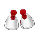 Arete De Plata Rojo