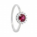 Anillo Flor Esmeralda Piedras Preciosas Con Circonia Esmeralda / 7