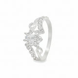 Anillo En Forma De Flor Solitario Con Circonia 7