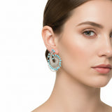 Arracada De Plata Estilo Candil Azul