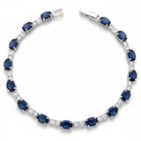 Pulsera De Piedra Natural Zafiro Con Circonia