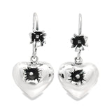 Aretes De Corazón Inflado Con Flor