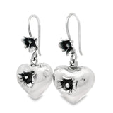 Aretes De Corazón Inflado Con Flor