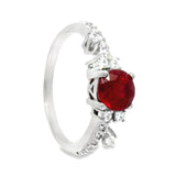 Anillo Solitario De Plata Con Piedra Natural Y Circonia Zafiro / #6