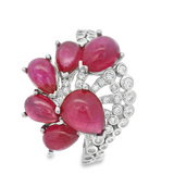 Anillo Cabuchon de Piedra Natural Rubi / 8