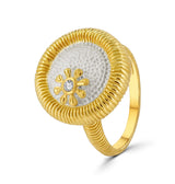 Anillo Circulo Flor Dorado De Plata