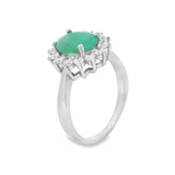 Anillo de Piedra Natural con Circonia Alrededor Esmeralda / 6