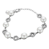 Pulsera De Serie De Círculo Circonia Con Perla Perla Con Circonia / 15-21cm