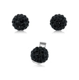 Juego De Plata Botón Con Cristal Cristal / Negro