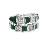 Anillo Circonia Doble Vibora con Color 6 / Verde