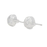 Arete Media Bola Diamantada con Broche de Bolita