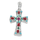 Cruz de Plata con Piedras Turquesa con amatista