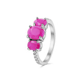 Anillo De Plata Con Piedras Preciosas #8 / Esmeralda