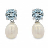 Arete Topaz Azul Con Perla Brillante
