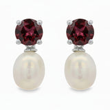 Arete Granate Con Perla Brillante