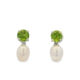 Arete Peridot Con Perla Brillante Peridot