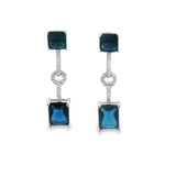 Aretes con Circonia Colgante Azul