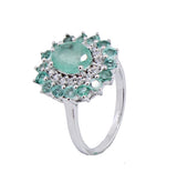 Anillo de Flor de Piedras Preciosas con Circonia