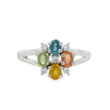 Anillo Mini Flor Turmalina Con Circonias Turmalina / 6