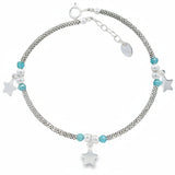 Pulsera Rigida de Plata con Dijes de Estrellas