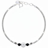 Pulsera Rigida de Plata con Cuenca