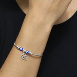 Pulsera Semirrígida Con Ojo Turco Y Trébol
