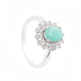Anillo Flor de Piedra Preciosa con Circonia