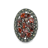 Anillo Ovalo Con Marquesita De Plata Rojo / #6