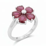 Anillo Flor Chica Plata Con Piedras Preciosas