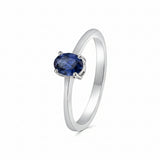 Anillo Solitario Piedra Natural Esmeralda / #6