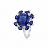 Anillo Flor Plata Con Piedra Natural Ópalo / #6